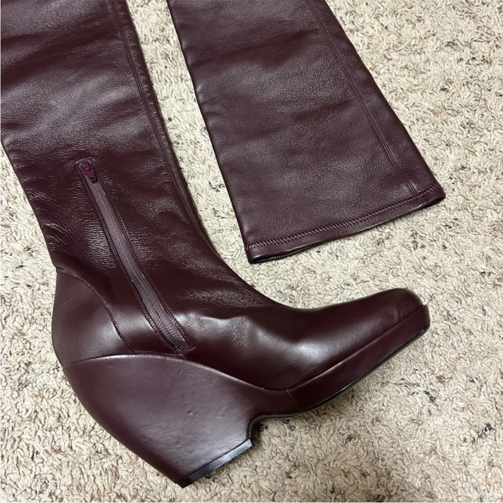 KHAITE Morgan over the knee burgundy boots - Picture 8 of 12